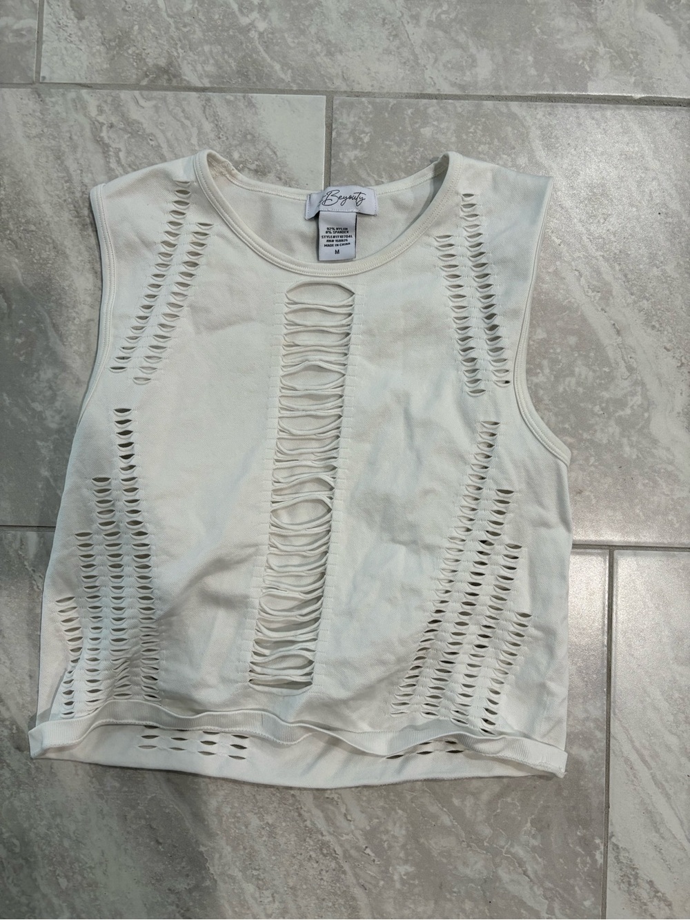 White distress top